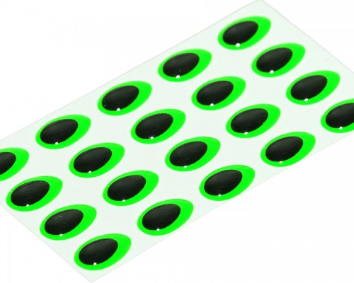 3D Epoxy Teardrop Eyes, Fluo Green, 8 mm